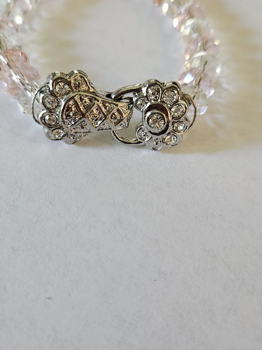 Crystal Bead Stretch Bracelet in Clear, Pink & Peach Girls Kids